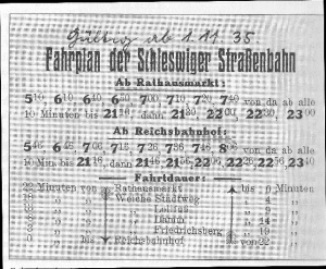 Fahrplan Schleswige Straßenbahn